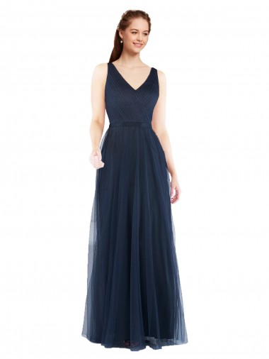 Wholesale V-Neck Soft and Simple Tulle Bridesmaid Dress