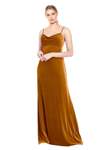 Wholesale Long Velvet Cowl Neck Slip Bridesmaid Dress / Prom Dress
