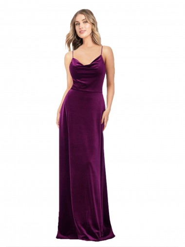 Wholesale Draped Neckline Spaghetti Straps Formal Velvet Bridesmaid Dress / Prom Dress