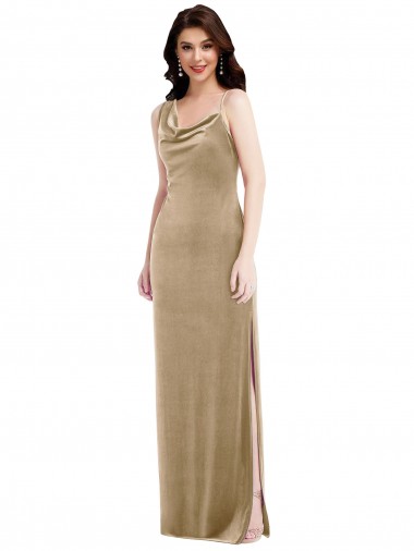 Wholesale Asymmetrical One Shoulder Formal Velvet Maxi Slip Bridesmaid Dress / Prom Dress