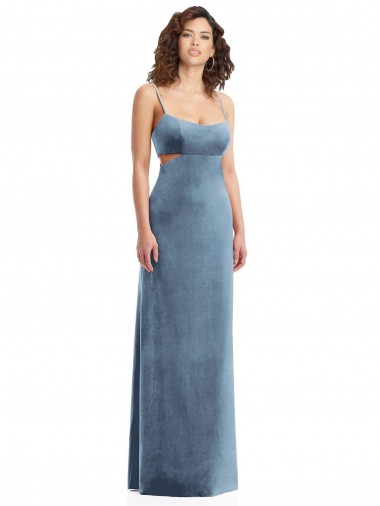 Wholesale Spaghetti Strap Long Full Length Formal Velvet Maxi Bridesmaid Dress / Prom Dress