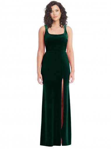 Wholesale Square Neck Long Velvet Maxi Bridesmaid Dress / Prom Dress