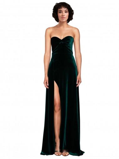 Wholesale Sweetheart Fluid Velvet Bridesmaid Dress / Prom Dress with High Split